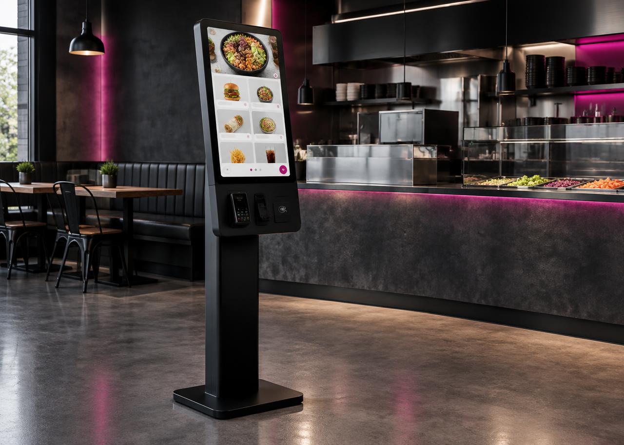 Borne électronique tactile de commande dans un restaurant